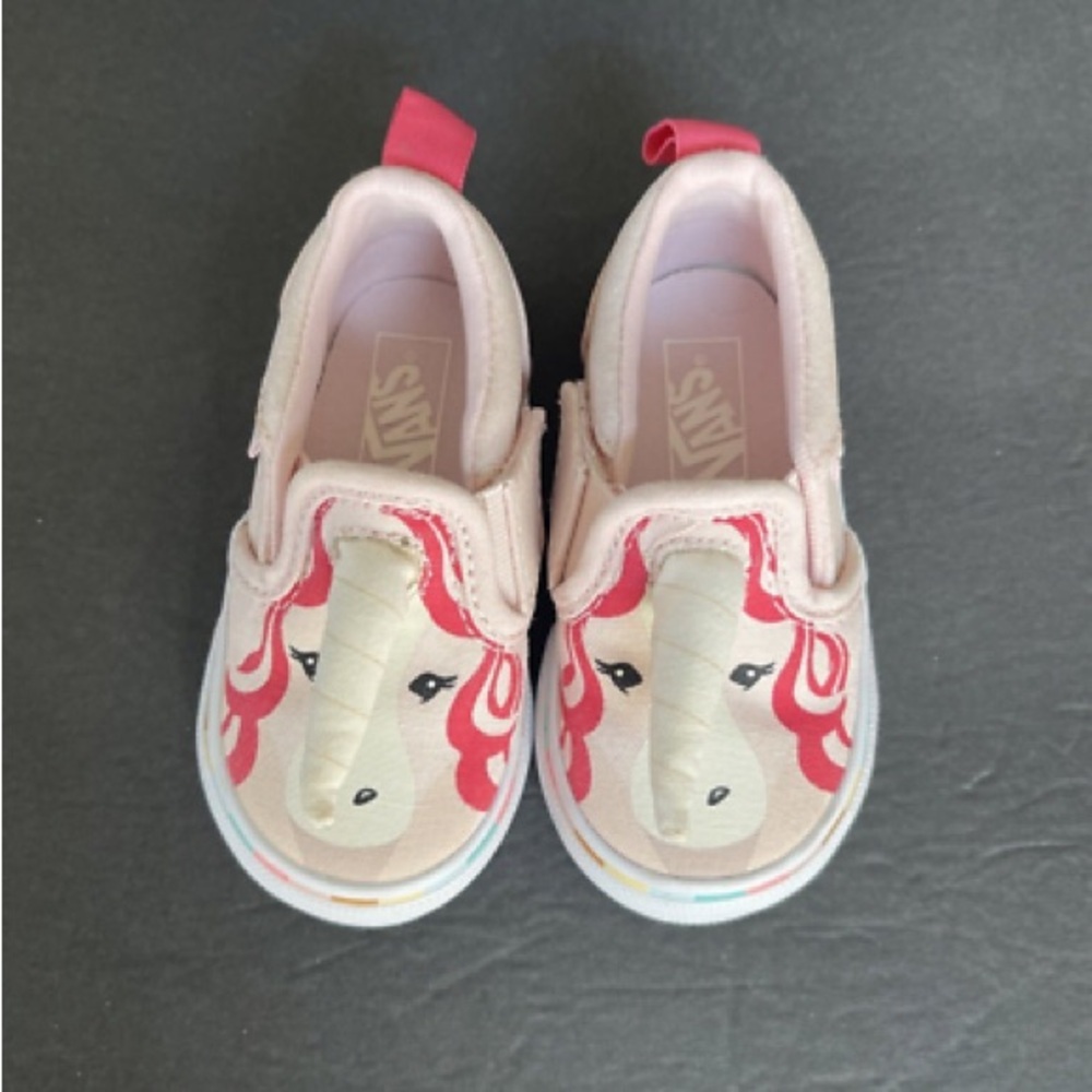 Vans | 4.5US / EU 20 | Asher V Unicorn pink slip-on shoes